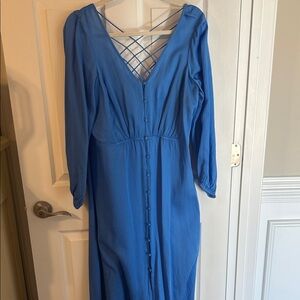 Chic Long Sleeve Blue Dress